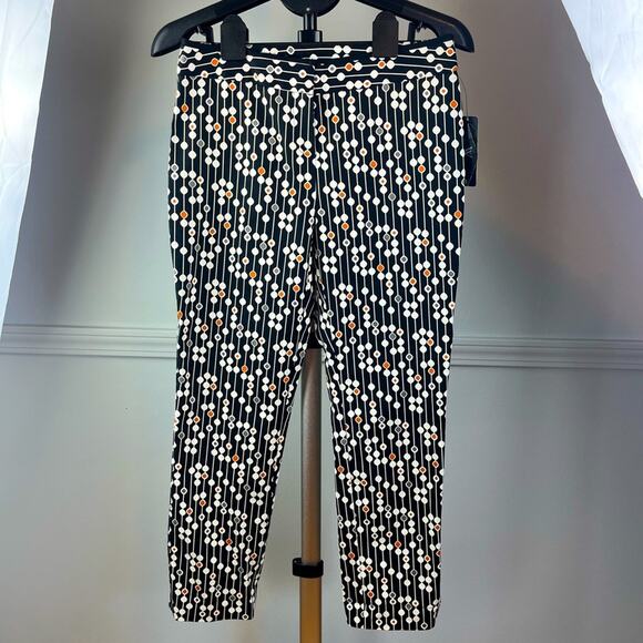 NWT Worthington Black Geometric Design Capri Pants Women’s size 4 - Picture 1 of 8
